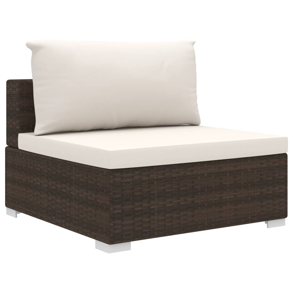 11-delige Loungeset met kussens poly rattan bruin