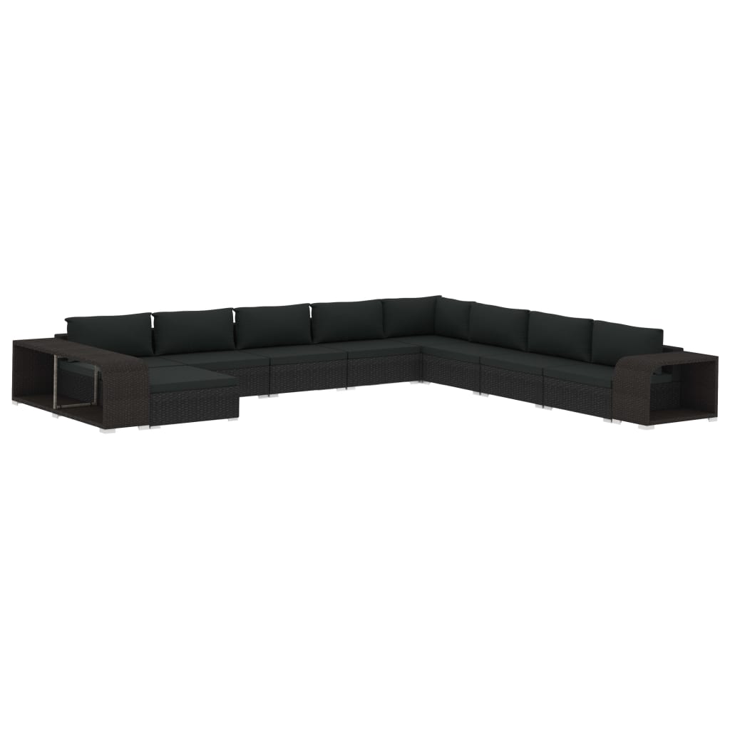 11-delige Loungeset met kussens poly rattan zwart is nu te koop bij PeponiXL, paradijselijk wonen!