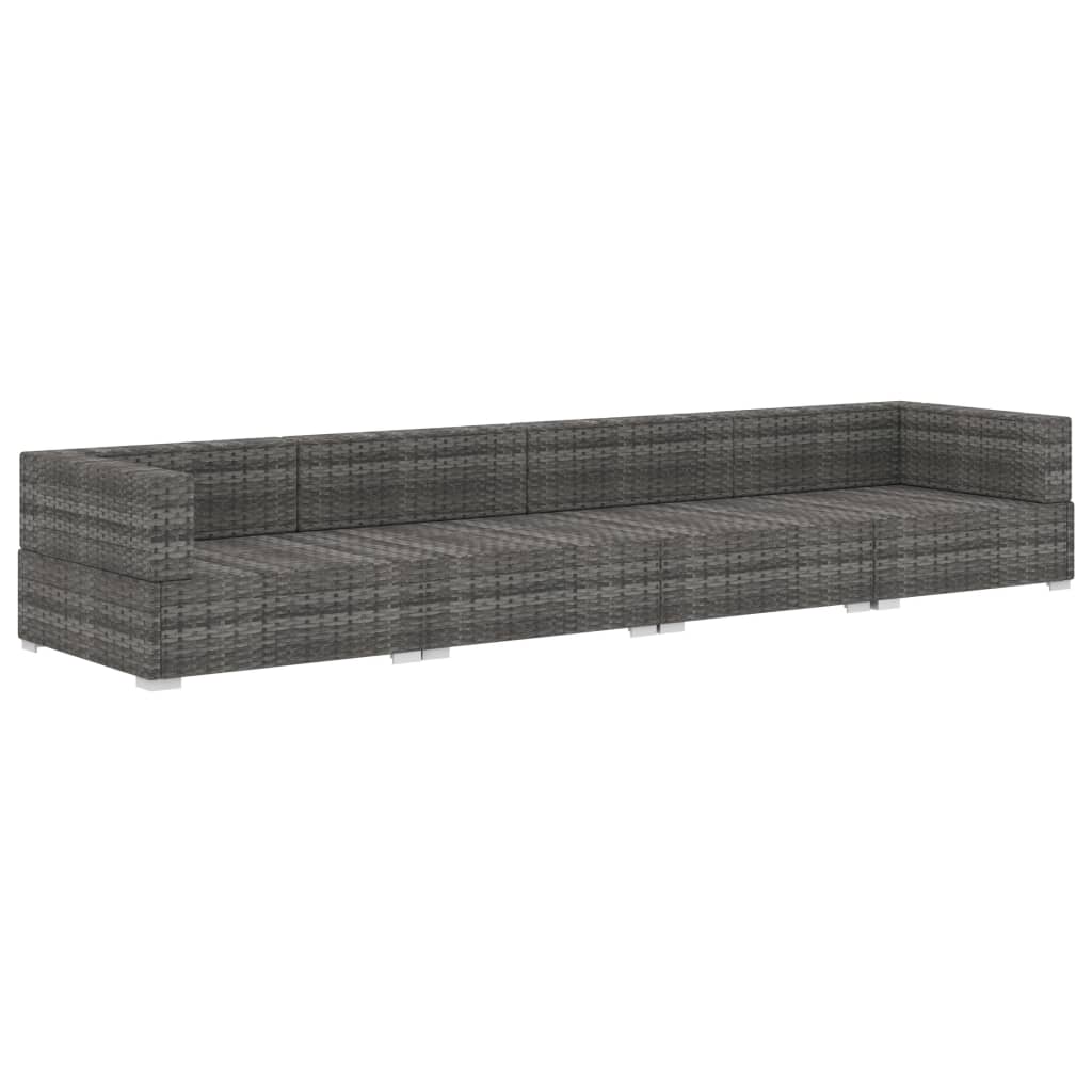4-delige Loungeset met kussens poly rattan grijs is nu te koop bij PeponiXL, paradijselijk wonen!