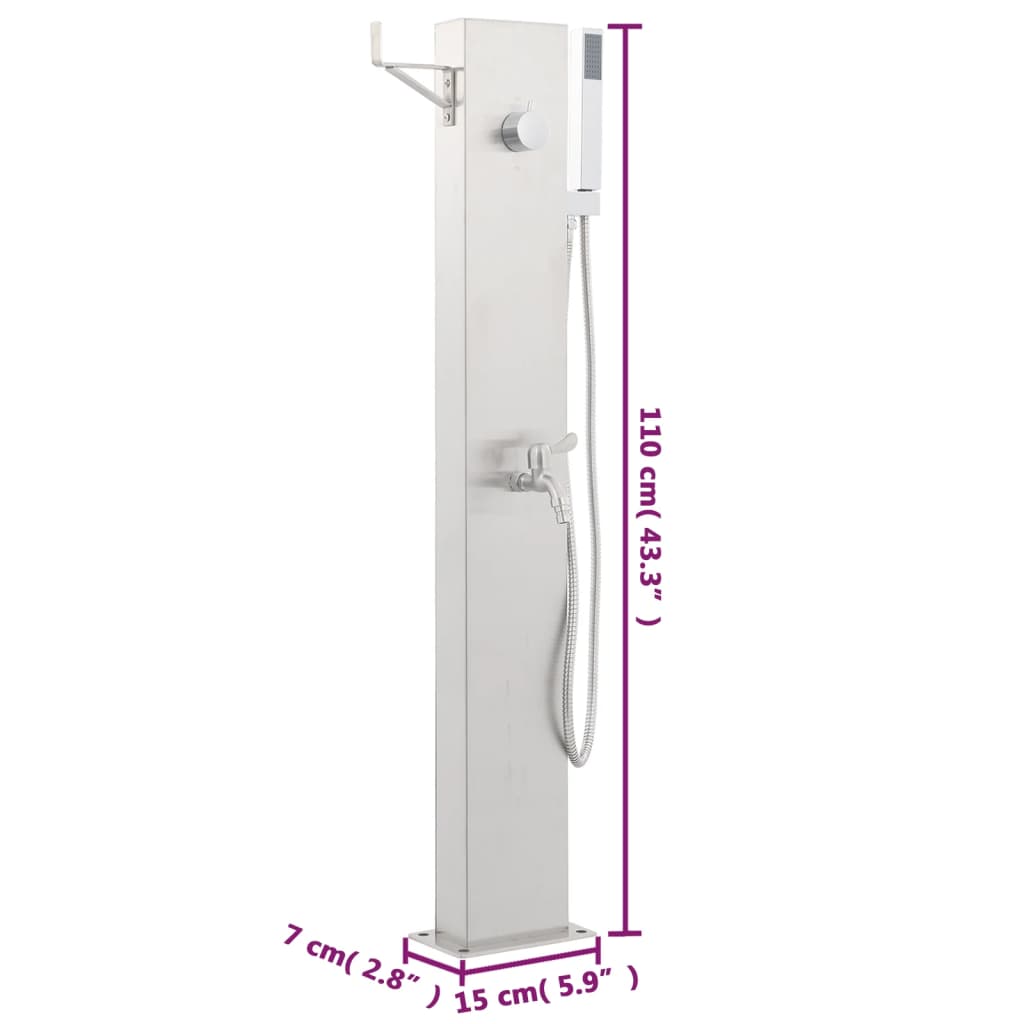 Tuindouchekraan 110 cm roestvrij staal is nu te koop bij PeponiXL, paradijselijk wonen!