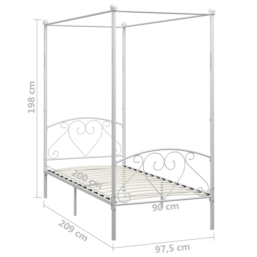 Hemelbedframe metaal wit 90x200 cm is nu te koop bij PeponiXL, paradijselijk wonen!