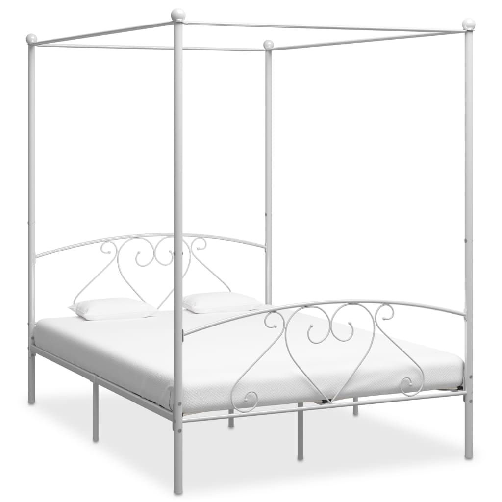 Hemelbedframe metaal wit 140x200 cm is nu te koop bij PeponiXL, paradijselijk wonen!