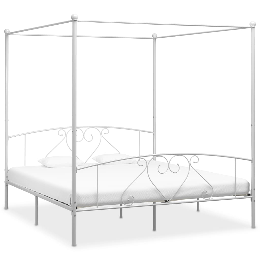 Hemelbedframe metaal wit 200x200 cm is nu te koop bij PeponiXL, paradijselijk wonen!