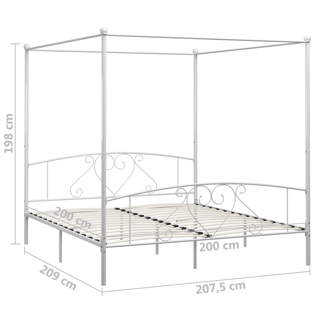 Hemelbedframe metaal wit 200x200 cm is nu te koop bij PeponiXL, paradijselijk wonen!