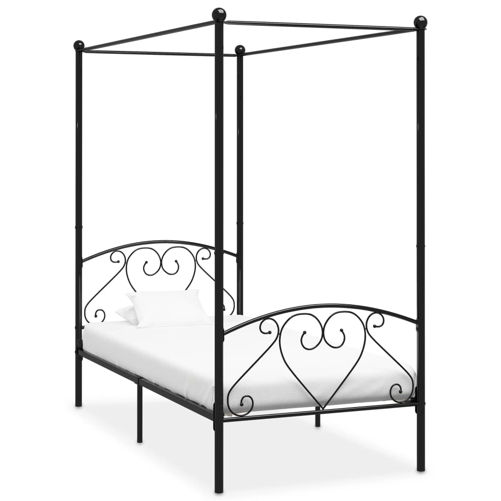 Hemelbedframe metaal zwart 90x200 cm is nu te koop bij PeponiXL, paradijselijk wonen!