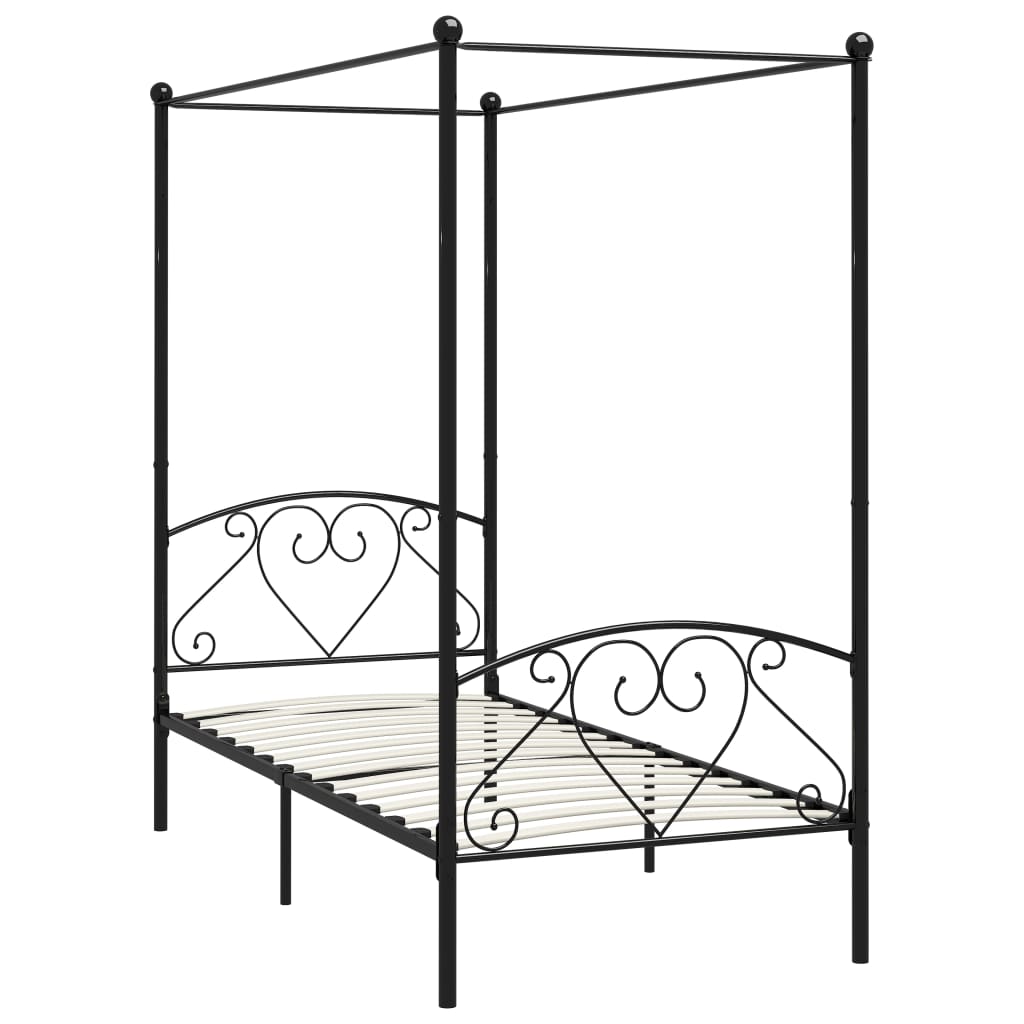 Hemelbedframe metaal zwart 90x200 cm is nu te koop bij PeponiXL, paradijselijk wonen!