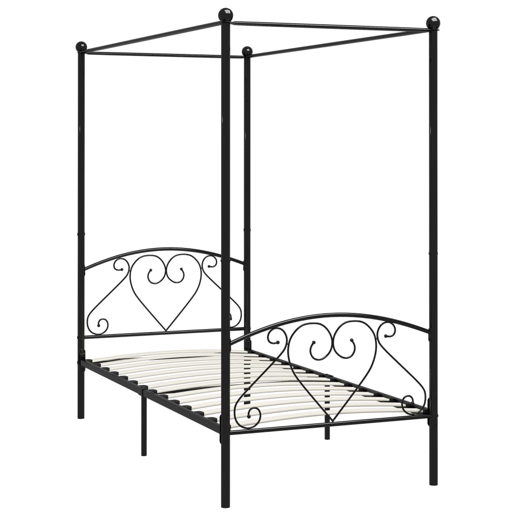 Hemelbedframe metaal zwart 100x200 cm is nu te koop bij PeponiXL, paradijselijk wonen!