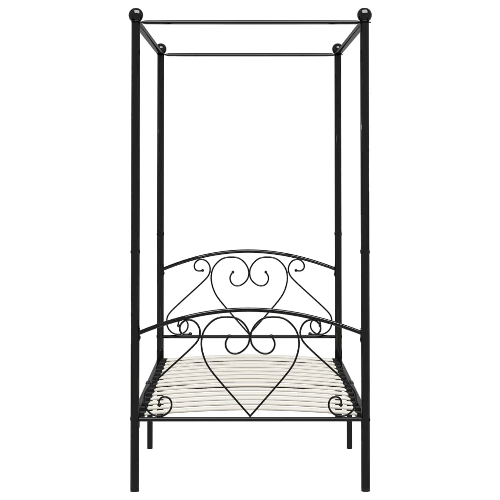 Hemelbedframe metaal zwart 100x200 cm is nu te koop bij PeponiXL, paradijselijk wonen!
