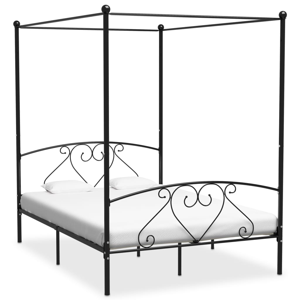 Hemelbedframe metaal zwart 140x200 cm is nu te koop bij PeponiXL, paradijselijk wonen!