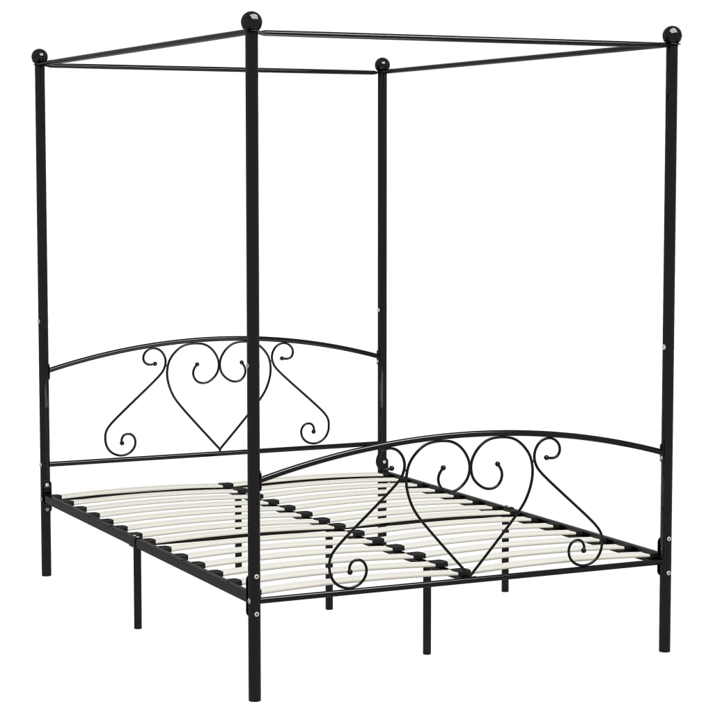 Hemelbedframe metaal zwart 140x200 cm is nu te koop bij PeponiXL, paradijselijk wonen!