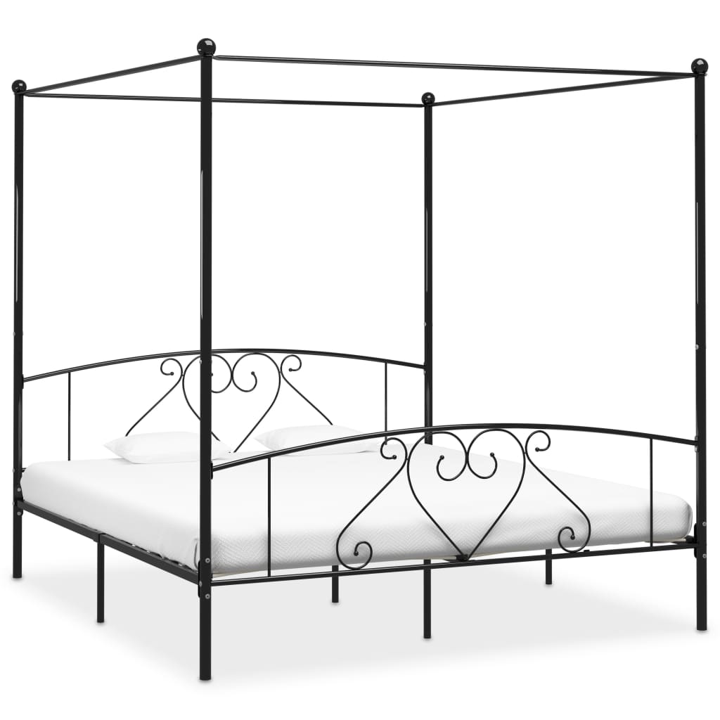 Hemelbedframe metaal zwart 180x200 cm is nu te koop bij PeponiXL, paradijselijk wonen!