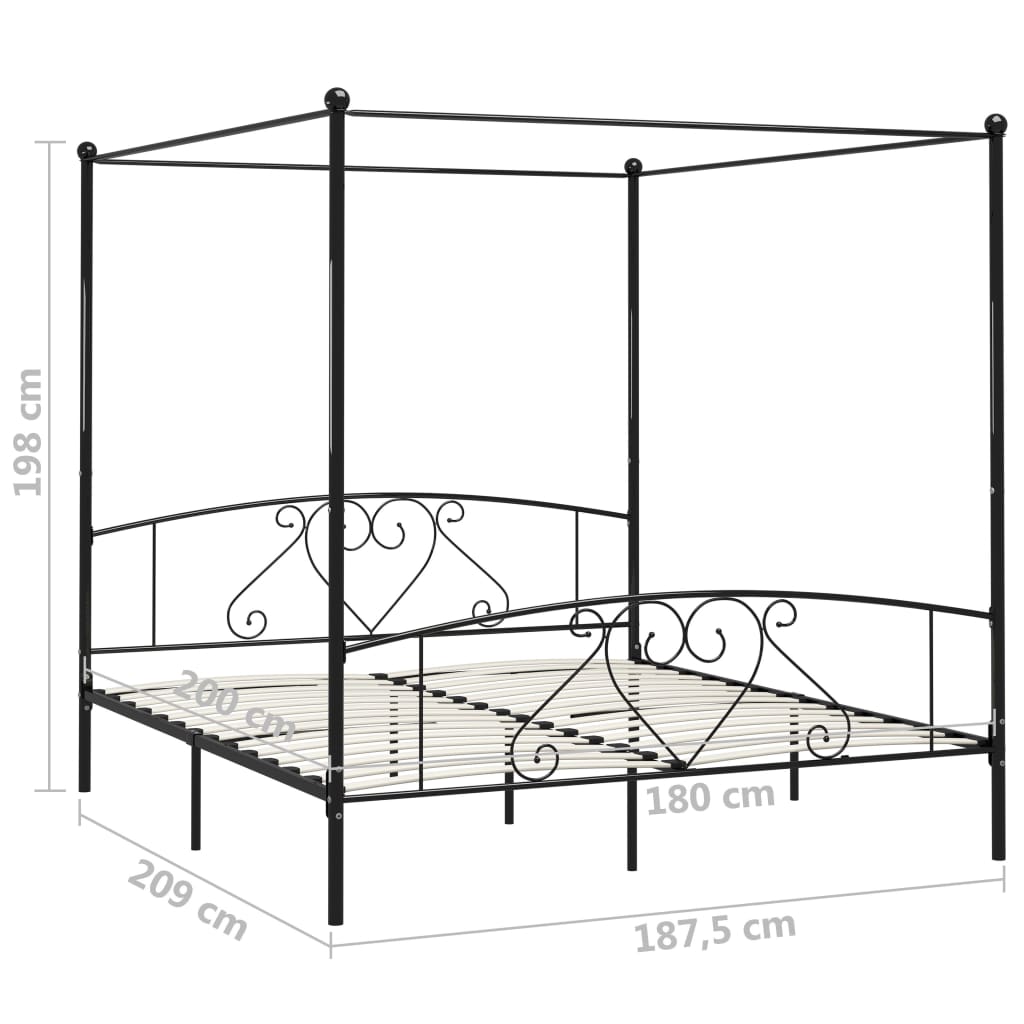 Hemelbedframe metaal zwart 180x200 cm is nu te koop bij PeponiXL, paradijselijk wonen!
