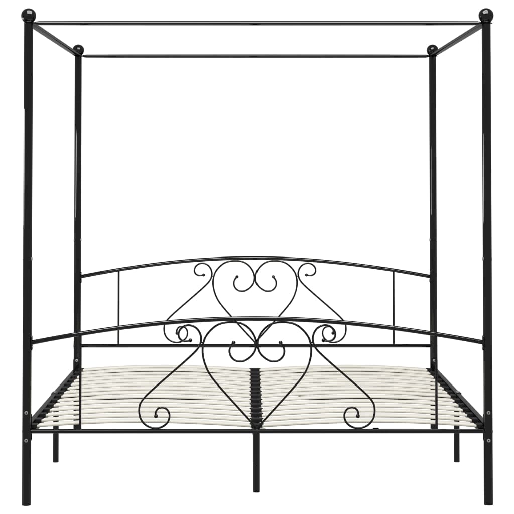 Hemelbedframe metaal zwart 200x200 cm is nu te koop bij PeponiXL, paradijselijk wonen!