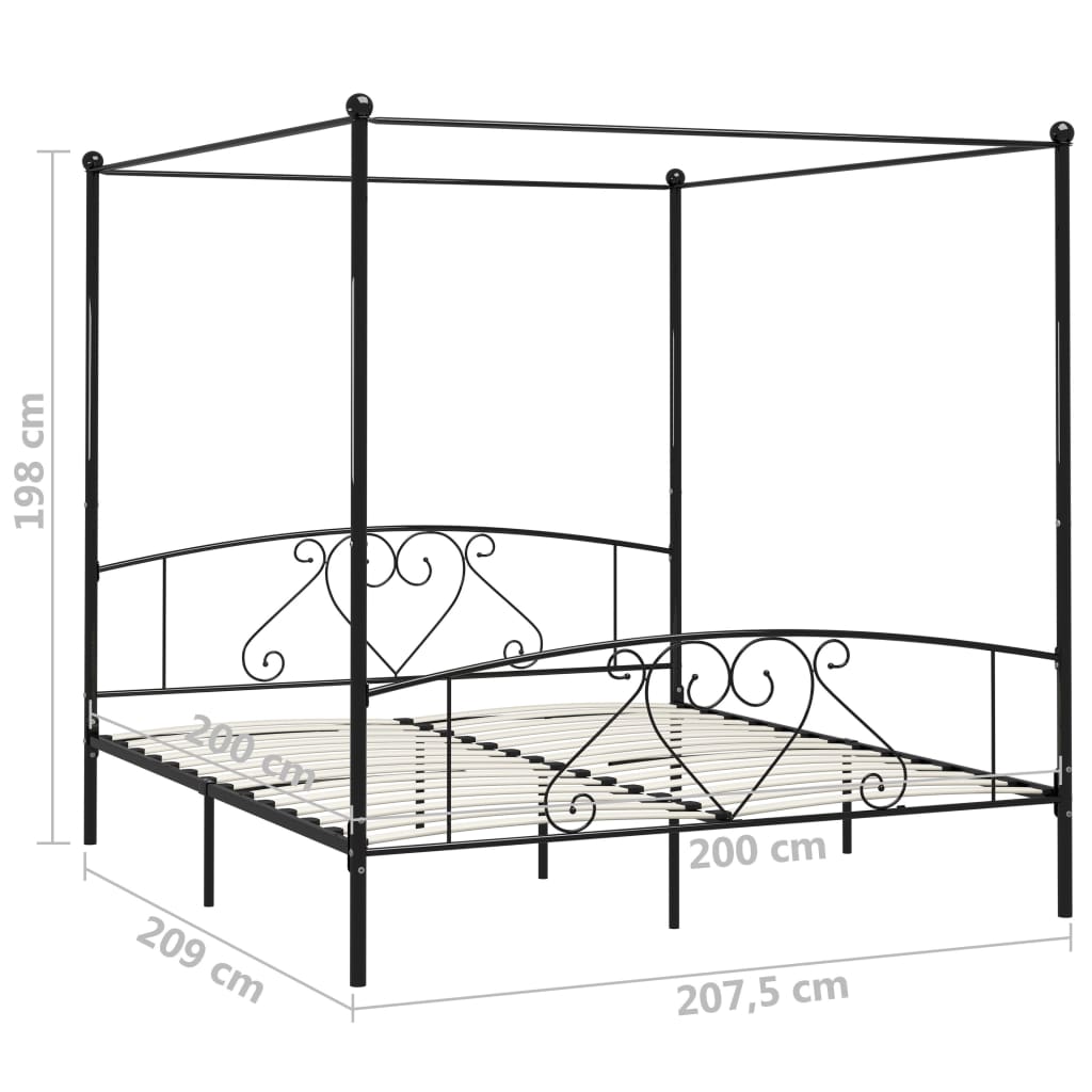 Hemelbedframe metaal zwart 200x200 cm is nu te koop bij PeponiXL, paradijselijk wonen!