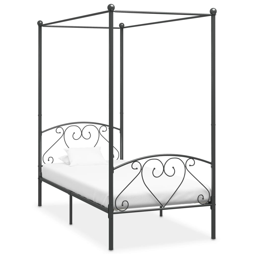 Hemelbedframe metaal grijs 100x200 cm is nu te koop bij PeponiXL, paradijselijk wonen!