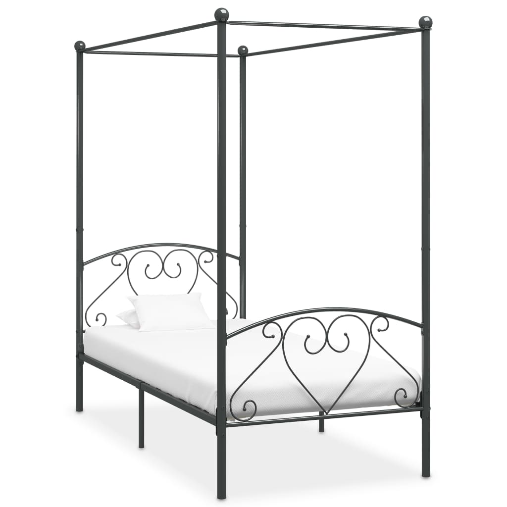 Hemelbedframe metaal grijs 120x200 cm is nu te koop bij PeponiXL, paradijselijk wonen!