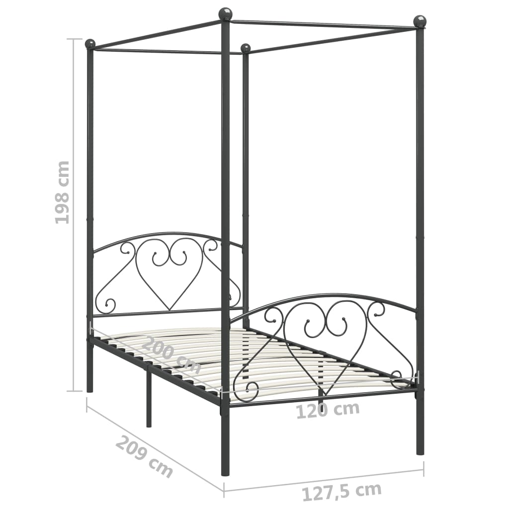 Hemelbedframe metaal grijs 120x200 cm is nu te koop bij PeponiXL, paradijselijk wonen!