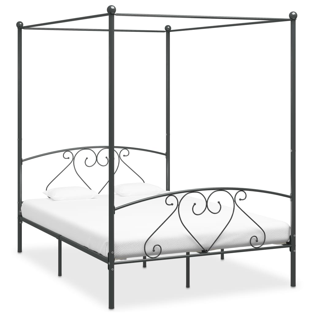 Hemelbedframe metaal grijs 140x200 cm is nu te koop bij PeponiXL, paradijselijk wonen!