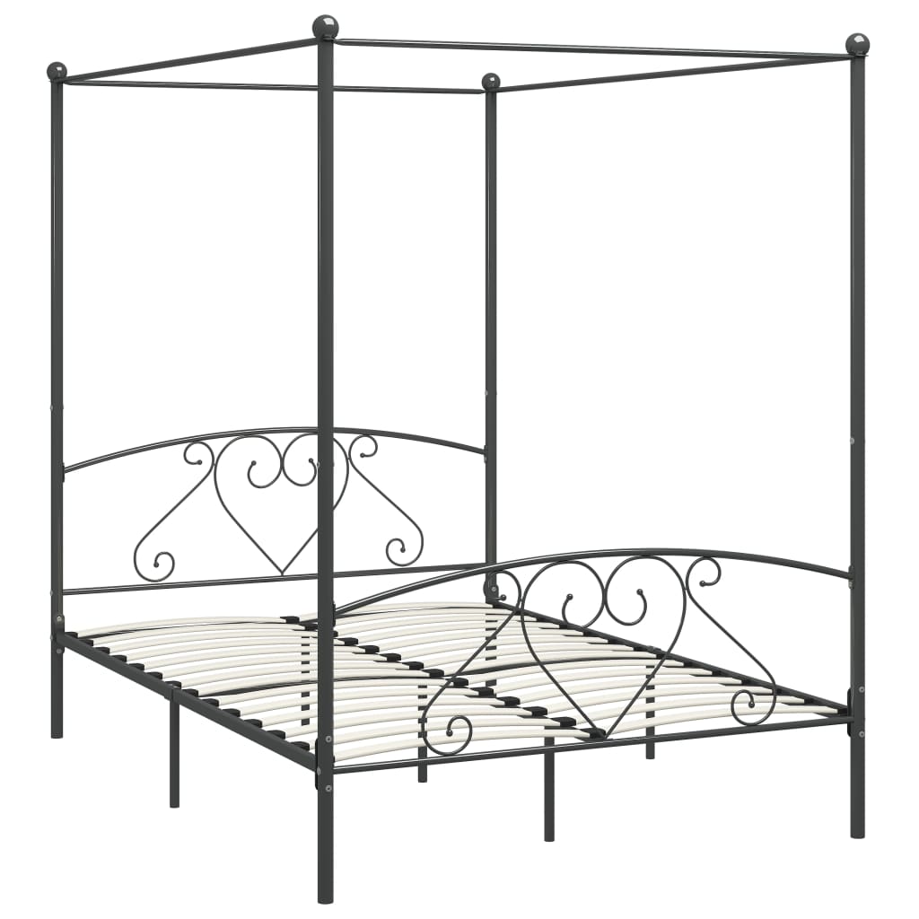 Hemelbedframe metaal grijs 140x200 cm is nu te koop bij PeponiXL, paradijselijk wonen!
