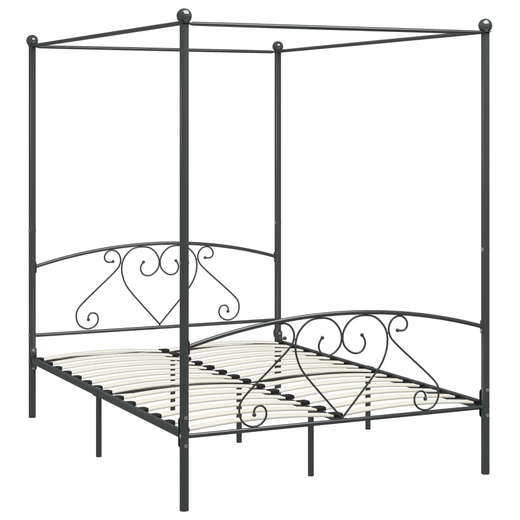 Hemelbedframe metaal grijs 160x200 cm is nu te koop bij PeponiXL, paradijselijk wonen!