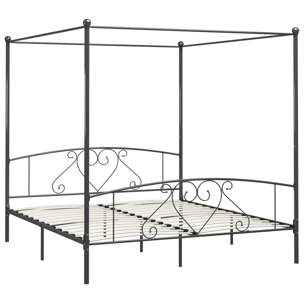 Hemelbedframe metaal grijs 200x200 cm is nu te koop bij PeponiXL, paradijselijk wonen!