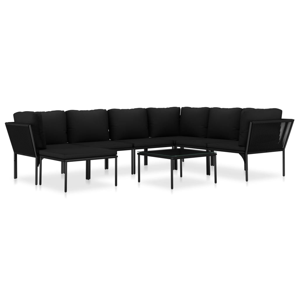 8-delige Loungeset met kussens PVC zwart is nu te koop bij PeponiXL, paradijselijk wonen!