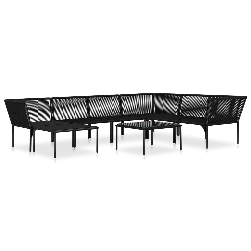 8-delige Loungeset met kussens PVC zwart is nu te koop bij PeponiXL, paradijselijk wonen!