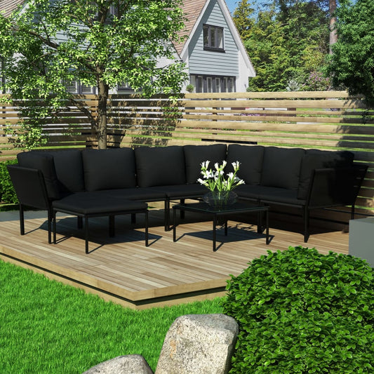 8-delige Loungeset met kussens PVC zwart is nu te koop bij PeponiXL, paradijselijk wonen!