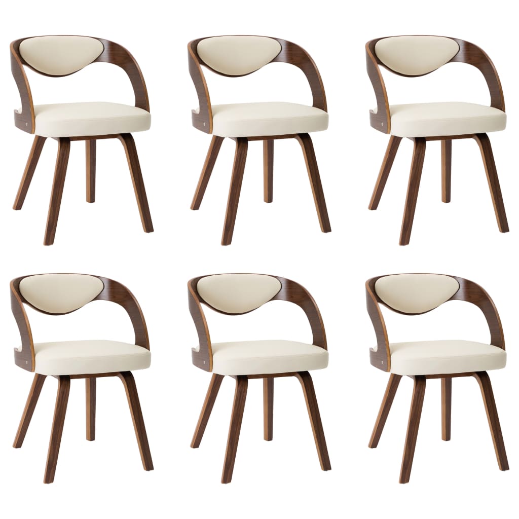 Eetkamerstoelen 6 st gebogen hout en kunstleer crème is nu te koop bij PeponiXL, paradijselijk wonen!