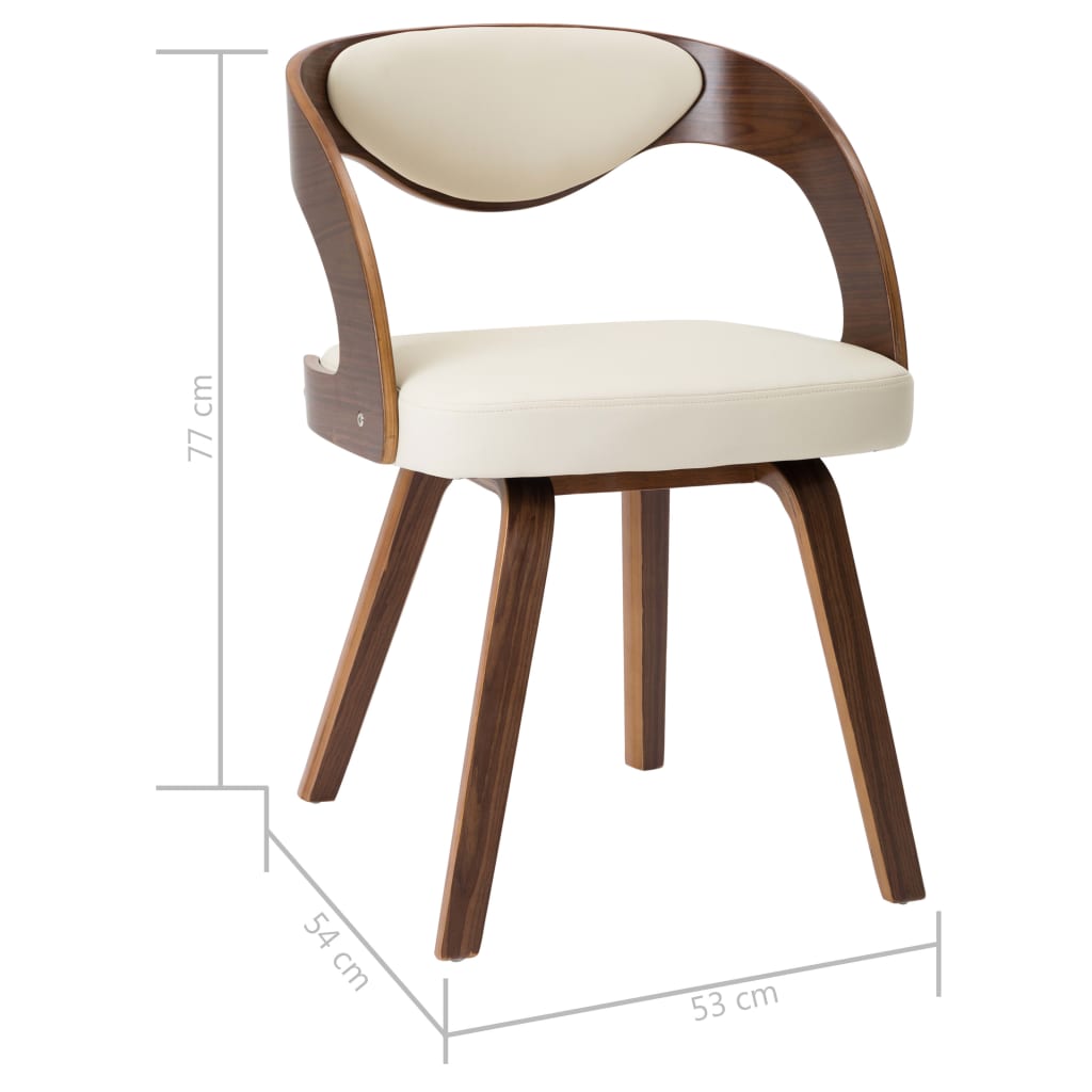 Eetkamerstoelen 6 st gebogen hout en kunstleer crème is nu te koop bij PeponiXL, paradijselijk wonen!