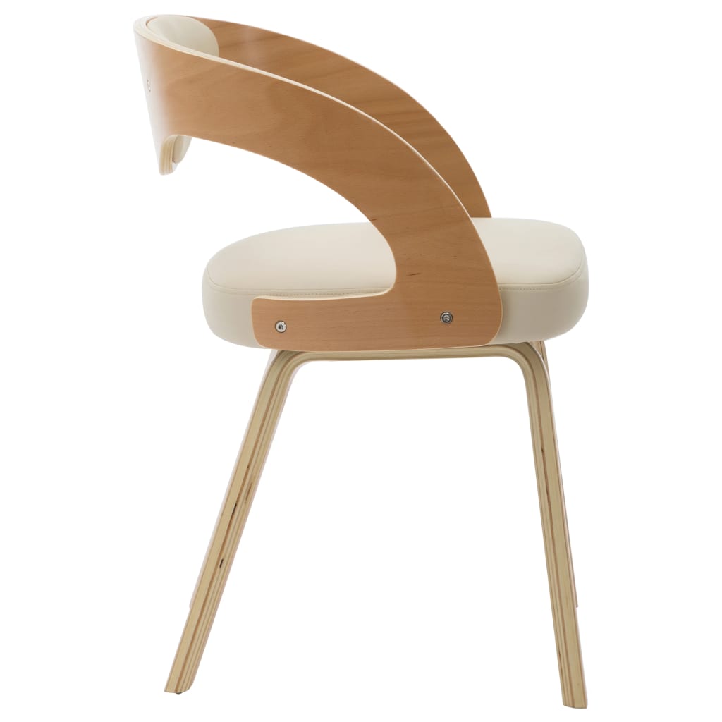 Eetkamerstoelen 4 st gebogen hout en kunstleer crèmekleurig is nu te koop bij PeponiXL, paradijselijk wonen!