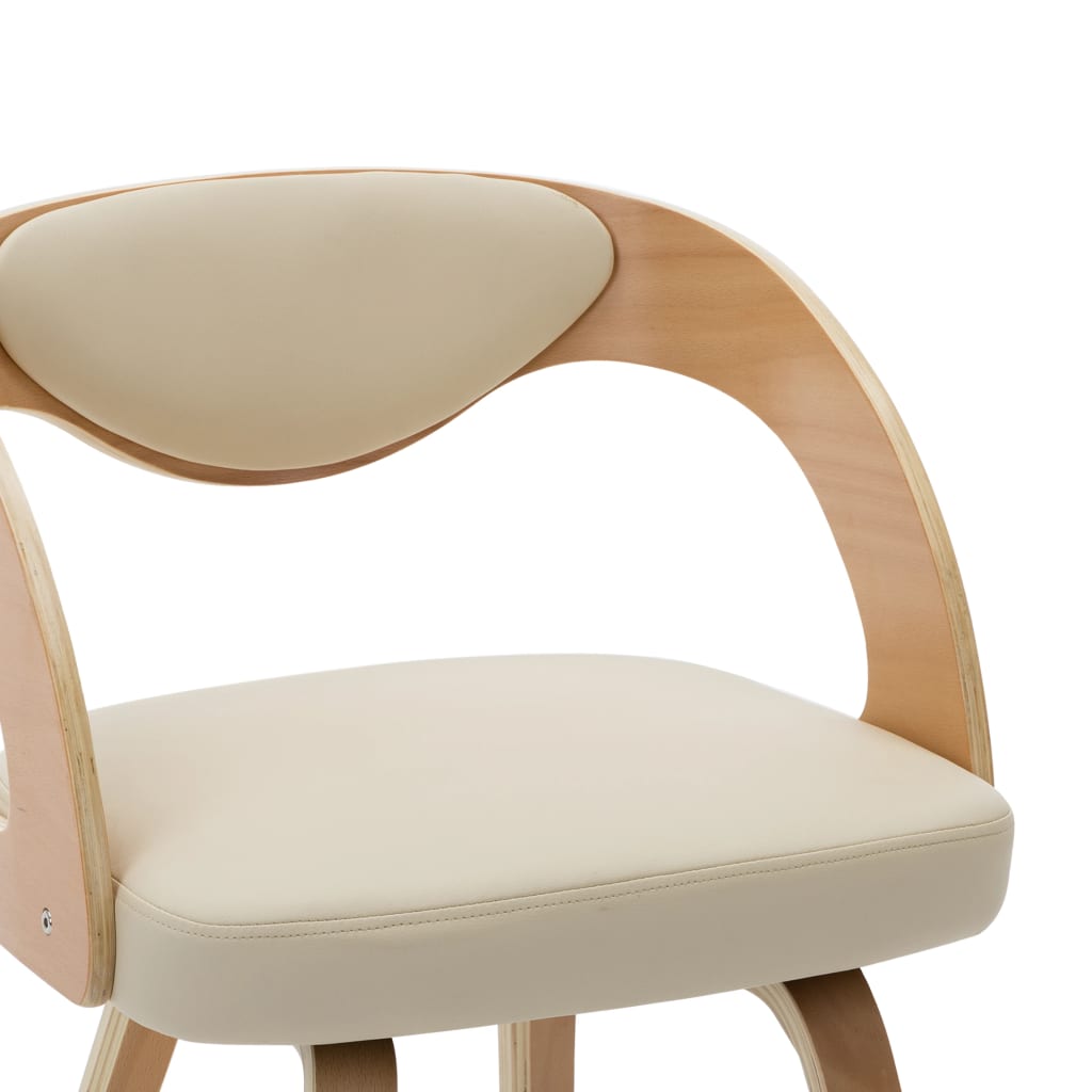 Eetkamerstoelen 4 st gebogen hout en kunstleer crèmekleurig is nu te koop bij PeponiXL, paradijselijk wonen!