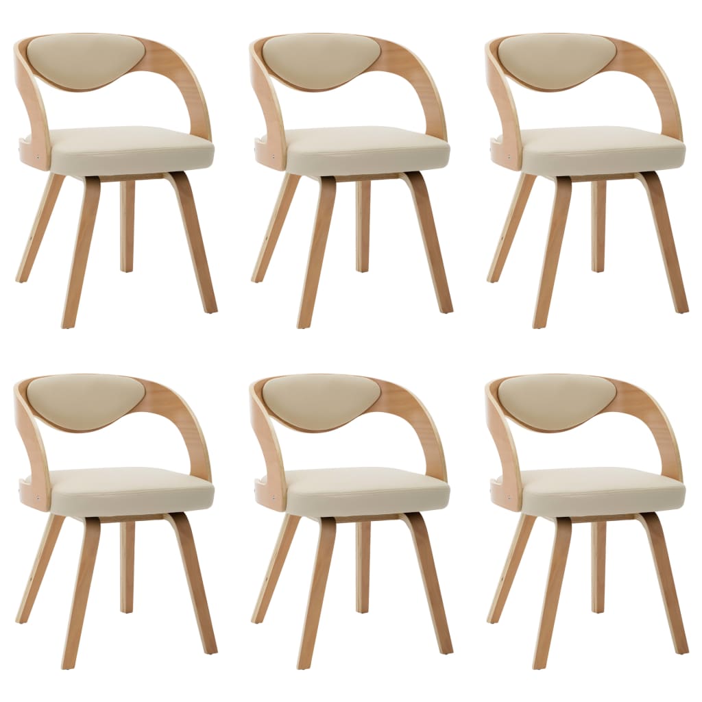 Eetkamerstoelen 6 st gebogen hout en kunstleer crème is nu te koop bij PeponiXL, paradijselijk wonen!