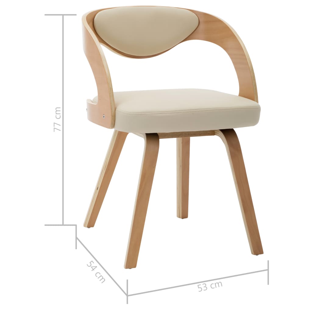 Eetkamerstoelen 6 st gebogen hout en kunstleer crème is nu te koop bij PeponiXL, paradijselijk wonen!