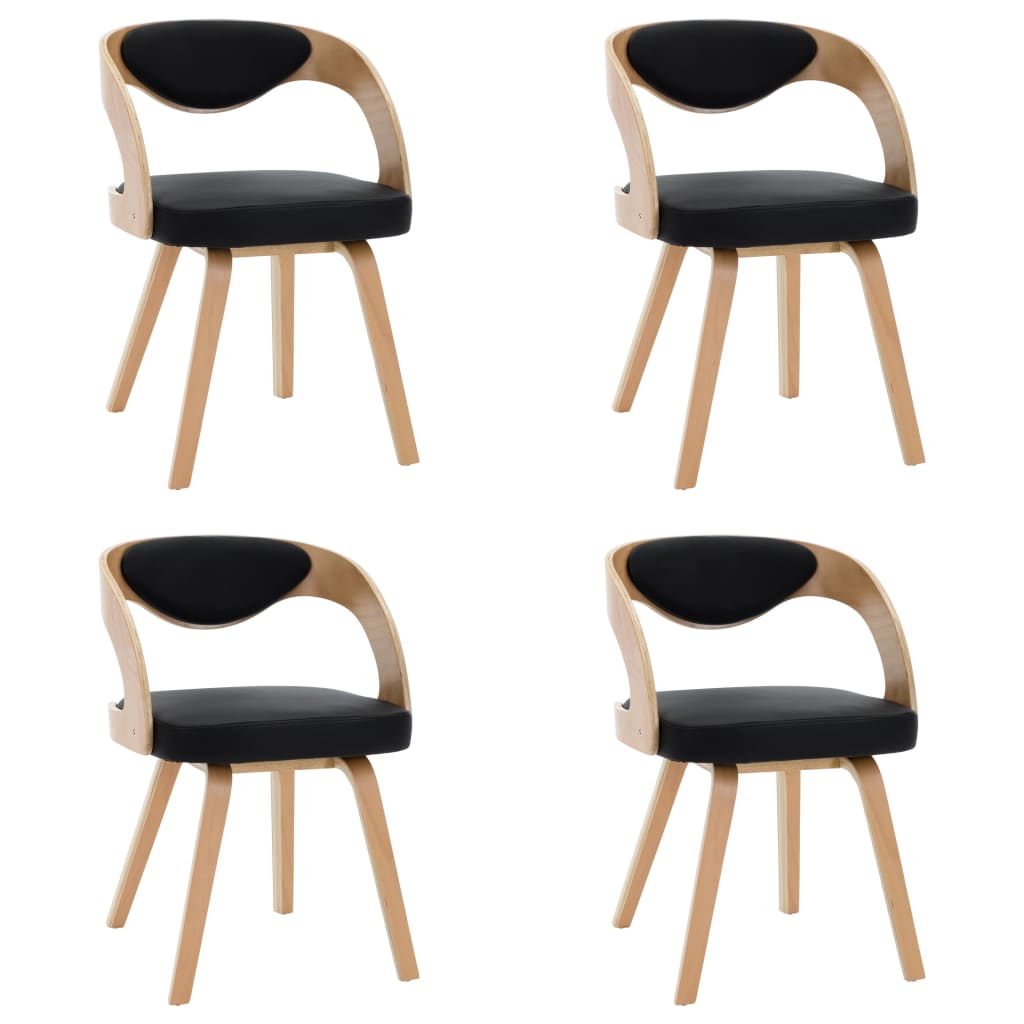 Eetkamerstoelen 4 st gebogen hout en kunstleer zwart is nu te koop bij PeponiXL, paradijselijk wonen!