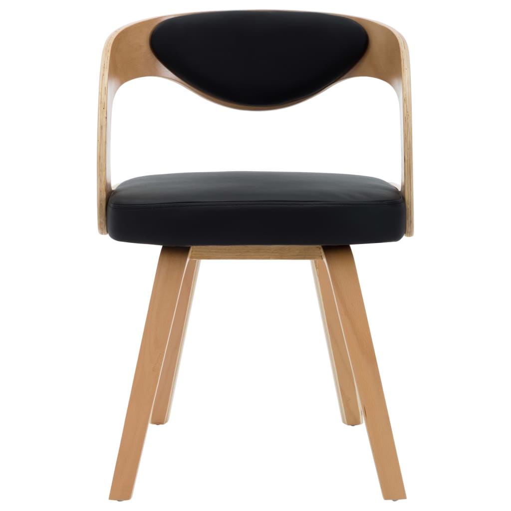 Eetkamerstoelen 6 st gebogen hout en kunstleer zwart is nu te koop bij PeponiXL, paradijselijk wonen!