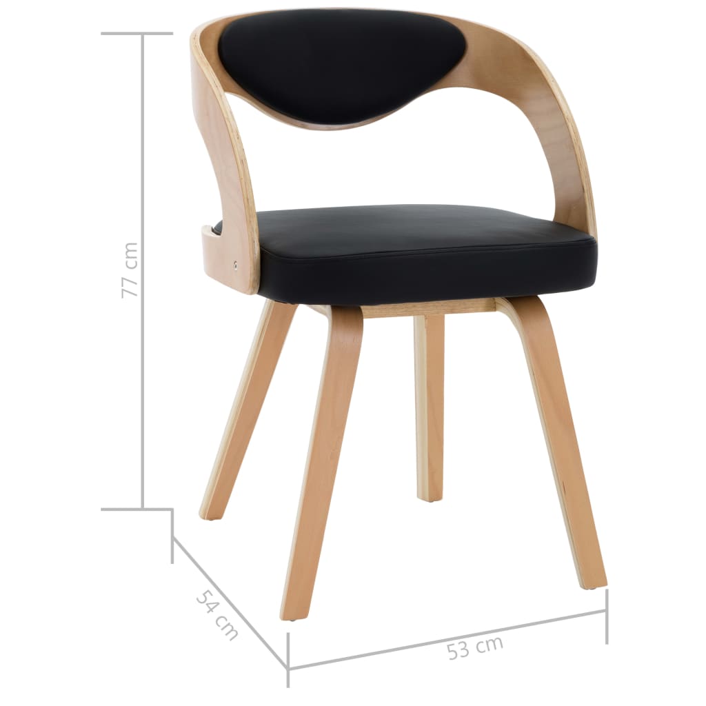 Eetkamerstoelen 6 st gebogen hout en kunstleer zwart is nu te koop bij PeponiXL, paradijselijk wonen!