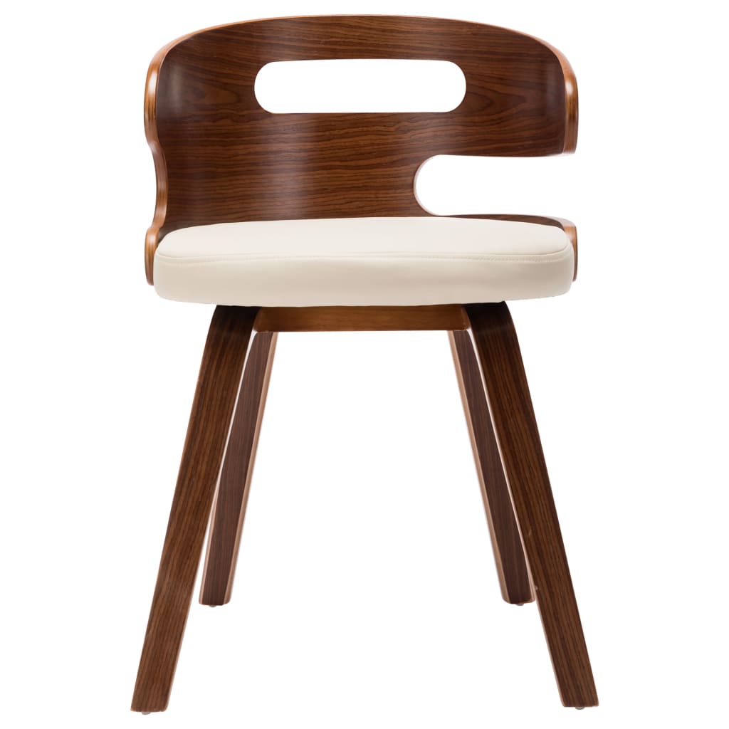 Eetkamerstoelen 4 st gebogen hout en kunstleer crèmekleurig is nu te koop bij PeponiXL, paradijselijk wonen!
