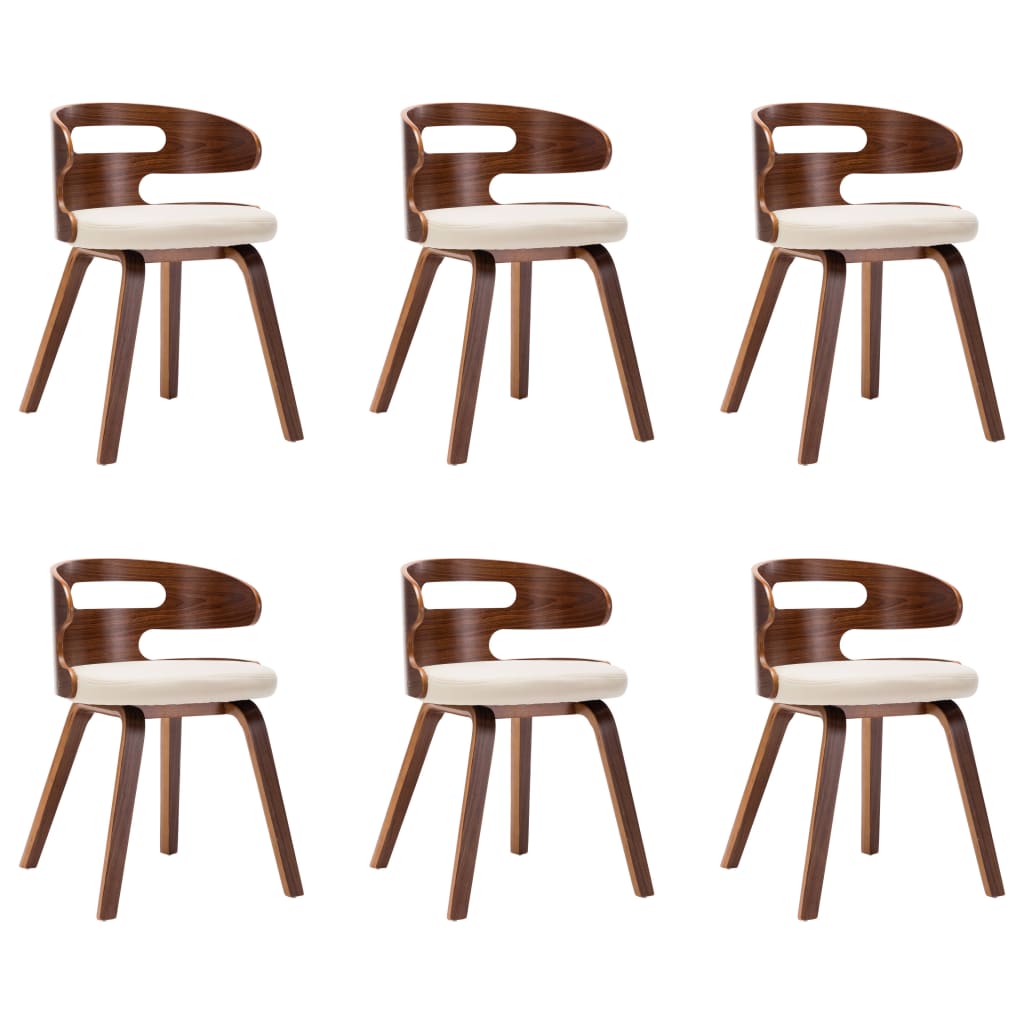 Eetkamerstoelen 6 st gebogen hout en kunstleer crème is nu te koop bij PeponiXL, paradijselijk wonen!