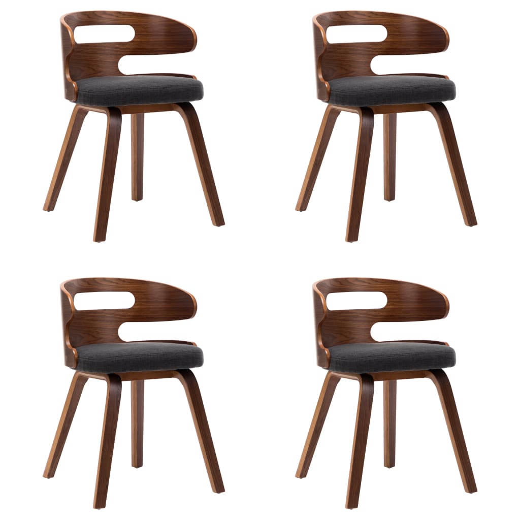 Eetkamerstoelen 4 st gebogen hout en stof donkergrijs is nu te koop bij PeponiXL, paradijselijk wonen!