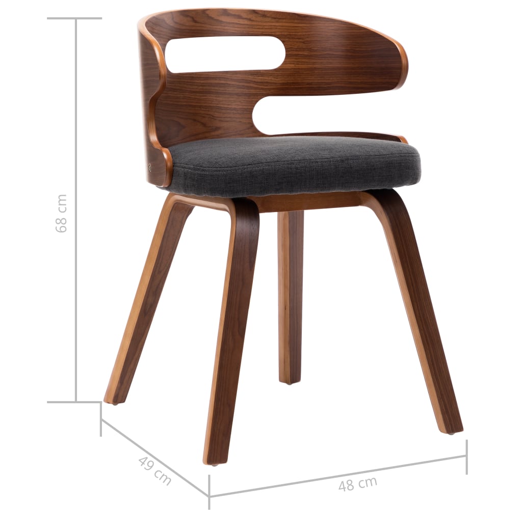 Eetkamerstoelen 4 st gebogen hout en stof donkergrijs is nu te koop bij PeponiXL, paradijselijk wonen!