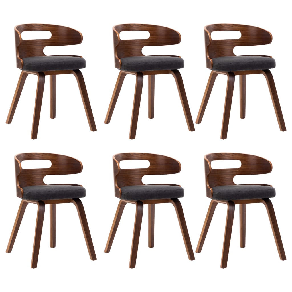 Eetkamerstoelen 6 st gebogen hout en stof donkergrijs is nu te koop bij PeponiXL, paradijselijk wonen!