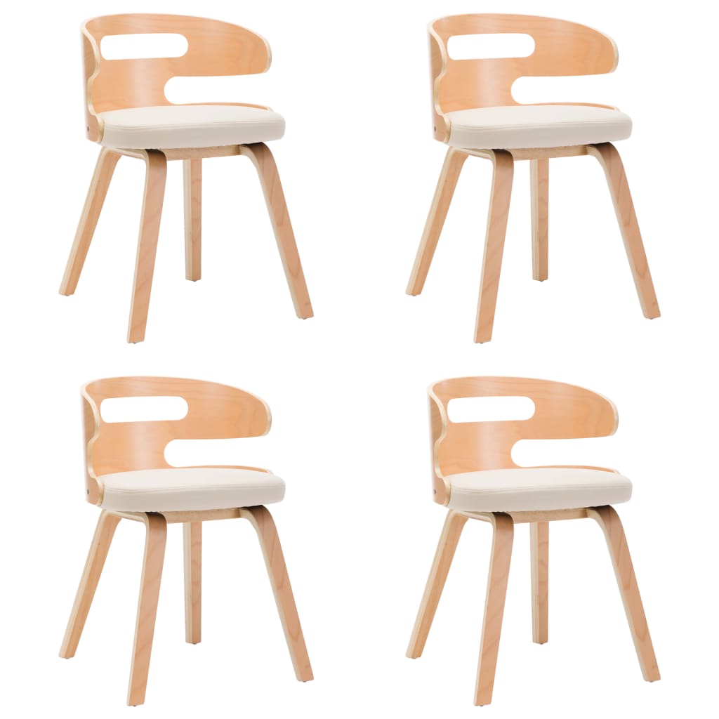 Eetkamerstoelen 4 st gebogen hout en kunstleer crèmekleurig is nu te koop bij PeponiXL, paradijselijk wonen!