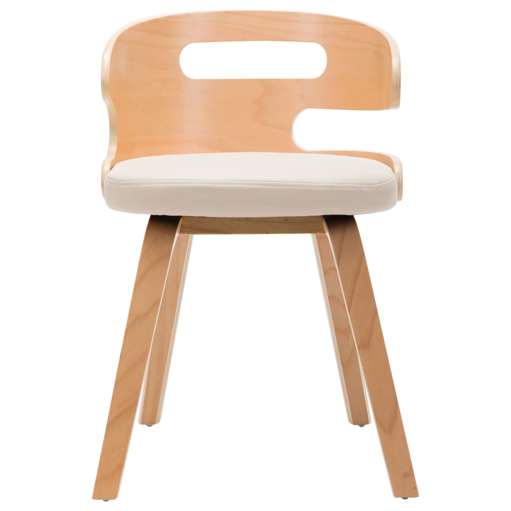 Eetkamerstoelen 4 st gebogen hout en kunstleer crèmekleurig is nu te koop bij PeponiXL, paradijselijk wonen!