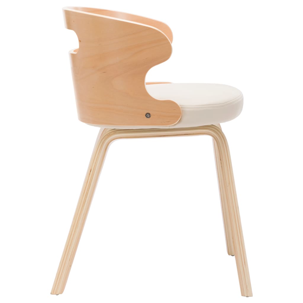 Eetkamerstoelen 4 st gebogen hout en kunstleer crèmekleurig is nu te koop bij PeponiXL, paradijselijk wonen!