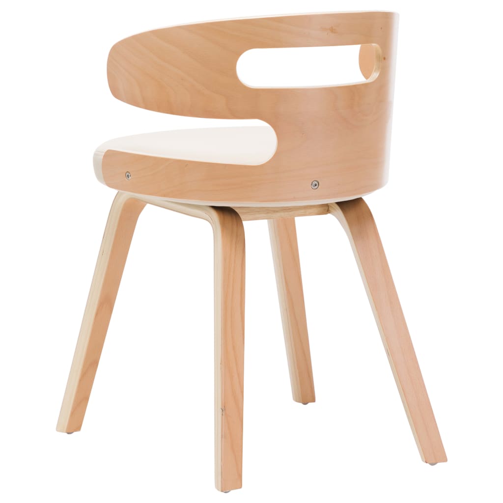 Eetkamerstoelen 4 st gebogen hout en kunstleer crèmekleurig is nu te koop bij PeponiXL, paradijselijk wonen!