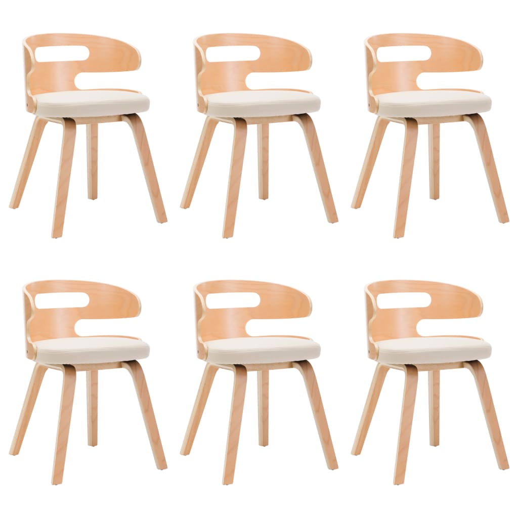 Eetkamerstoelen 6 st gebogen hout en kunstleer crème is nu te koop bij PeponiXL, paradijselijk wonen!