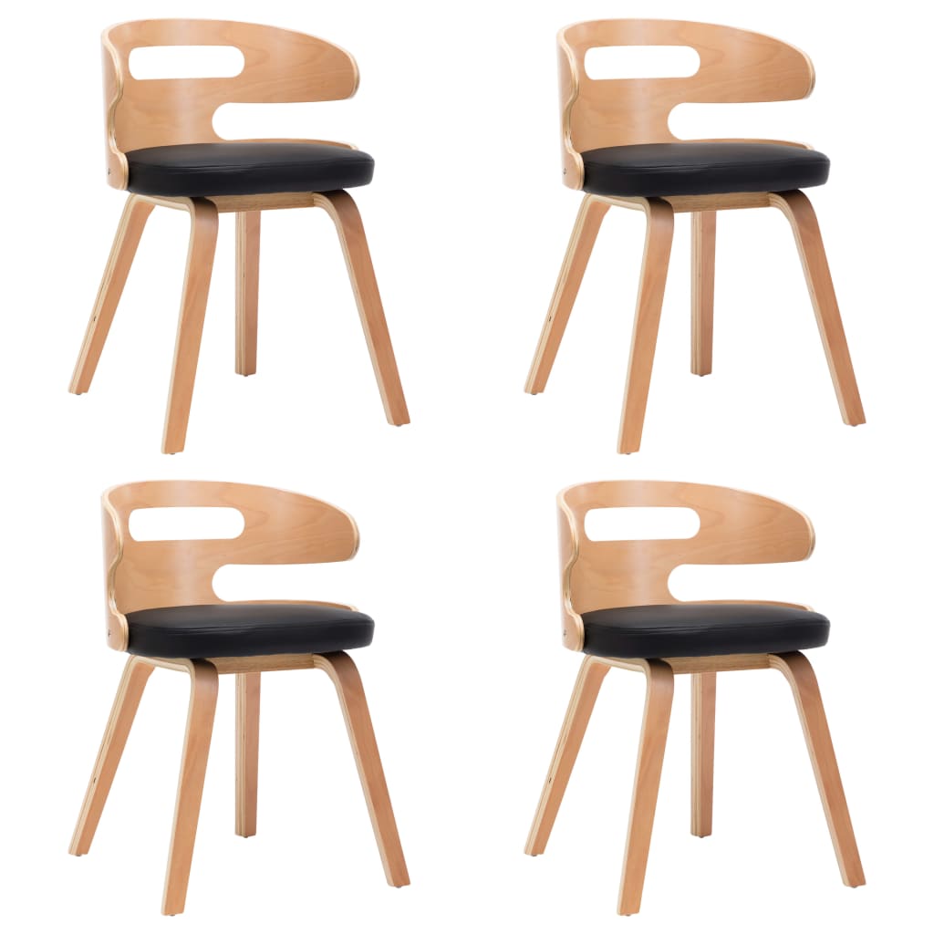 Eetkamerstoelen 4 st gebogen hout en kunstleer zwart is nu te koop bij PeponiXL, paradijselijk wonen!