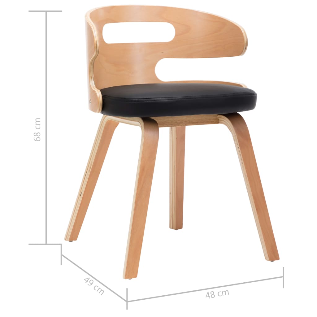 Eetkamerstoelen 4 st gebogen hout en kunstleer zwart is nu te koop bij PeponiXL, paradijselijk wonen!