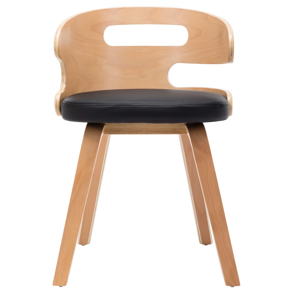 Eetkamerstoelen 6 st gebogen hout en kunstleer zwart is nu te koop bij PeponiXL, paradijselijk wonen!